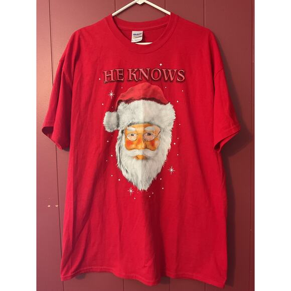 NEW Santa “He Knows” Tee Unisex XL - Picture 7 of 8
